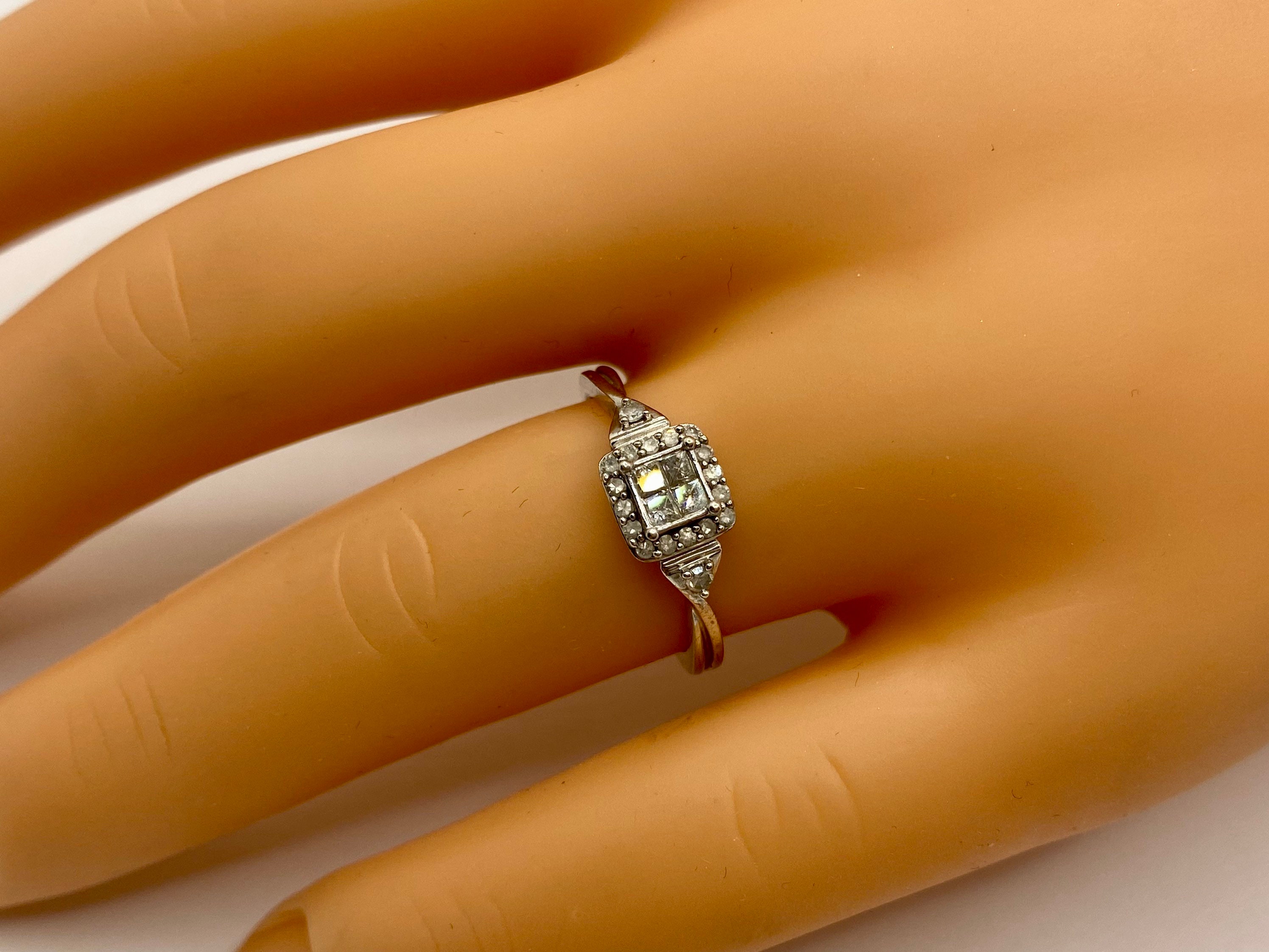Vintage KRN 925 Sterling Silver Double Square Diamond Ring - Etsy