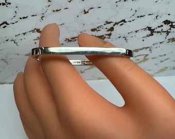 Vintage Taxco Mexico Sterling Silver Square Bangle Bracelet | Geometric Hinged Cuff | Minimalist Modern Jewelry