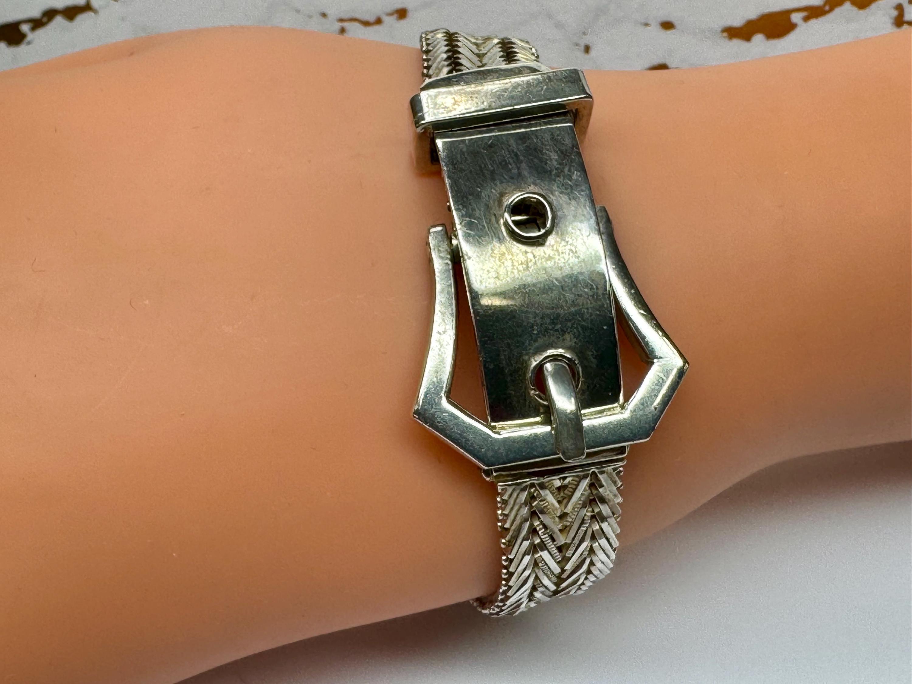 Vintage MEXICO MJ-87 925 Sterling Silver Woven Designed Buckle