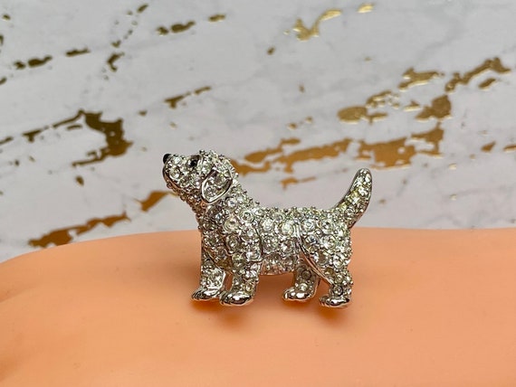 Rare  Swarovski Pave Chrystal Rhodium Puppy  Dog … - image 2