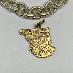 Vintage 925 Sterling Silver State Map Charms For Bracelet