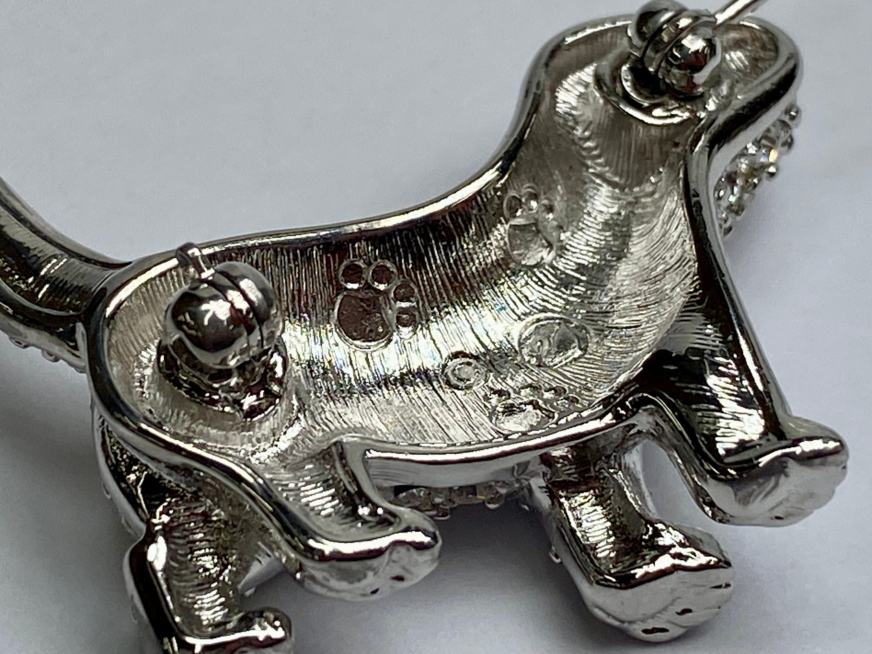 Rare Swarovski Pave Chrystal Rhodium Puppy Dog Brooch/pin