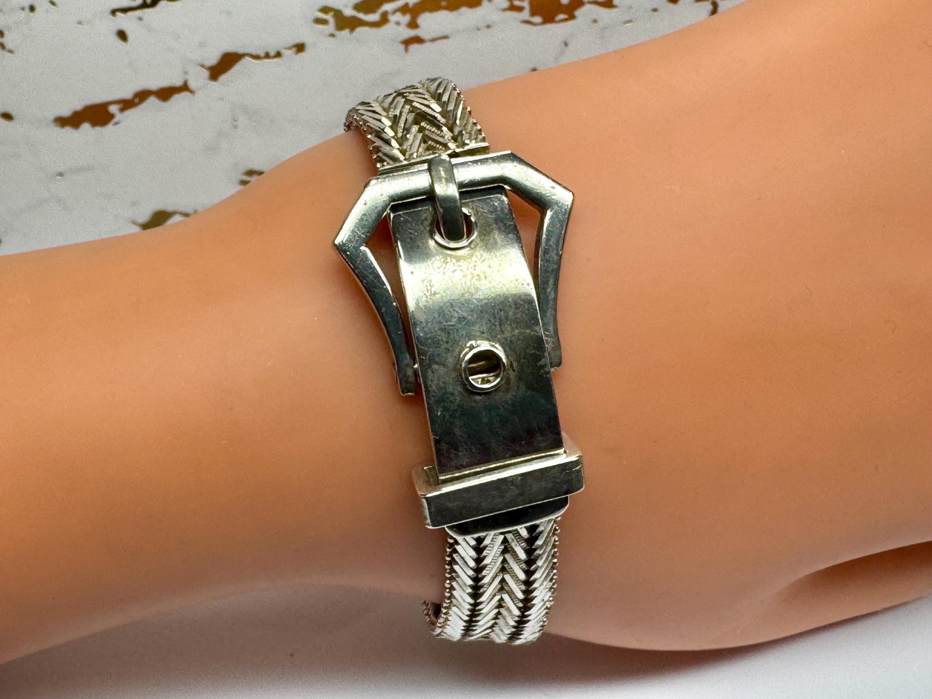 Vintage MEXICO MJ-87 925 Sterling Silver Woven Designed Buckle