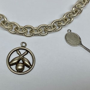 Vintage 925 Sterling Silver Tennis Racket And Bawling  Charm Set