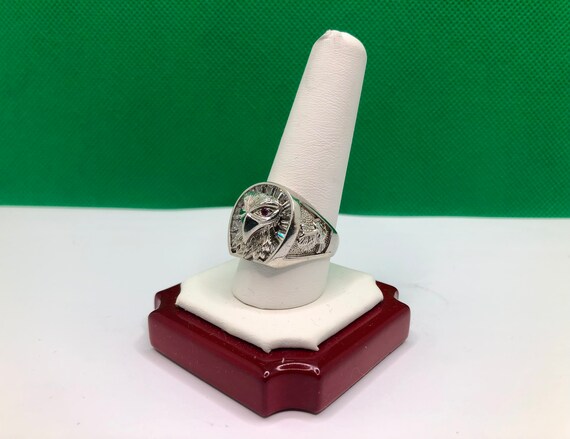 925 Sterling Silver Bald Eagle Signet Ring - Gem