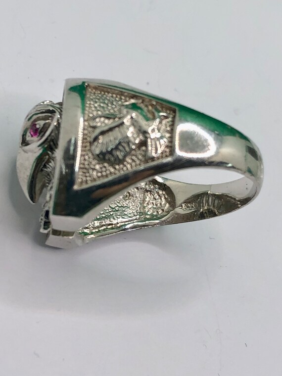 925 Sterling Silver Bald Eagle Signet Ring - Gem