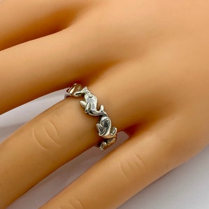 Vintage 925 Sterling Silver Whale Ring Band !! Size 7 3/4