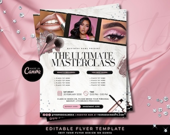 Makeup Masterclass Flyer Template: Mimosas Brunch, Beauty Course (Digital)
