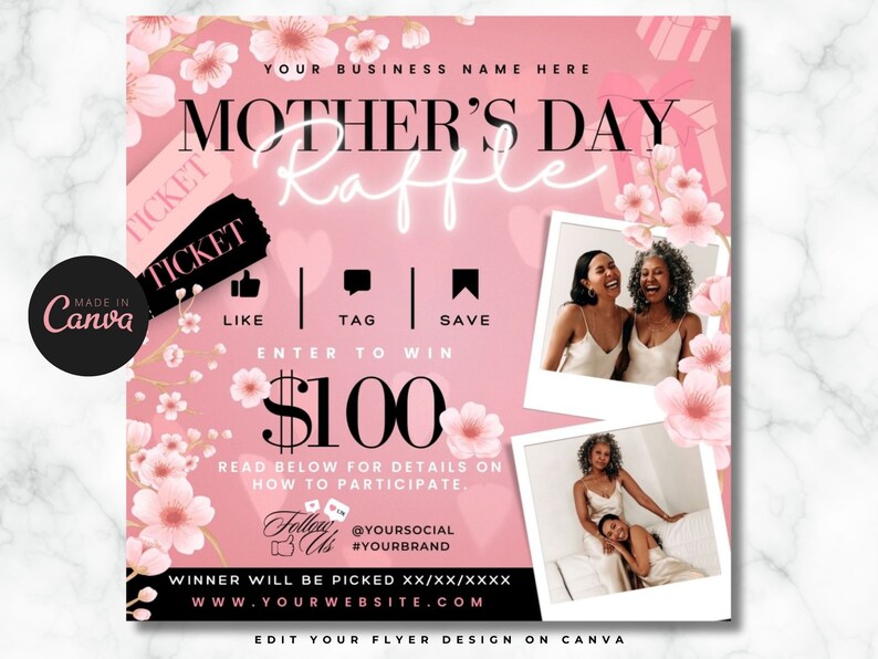 May Raffle Mothers Day Raffle Flyer, DIY May Flyer, Giveaway Flyer, Holiday Flyer ...