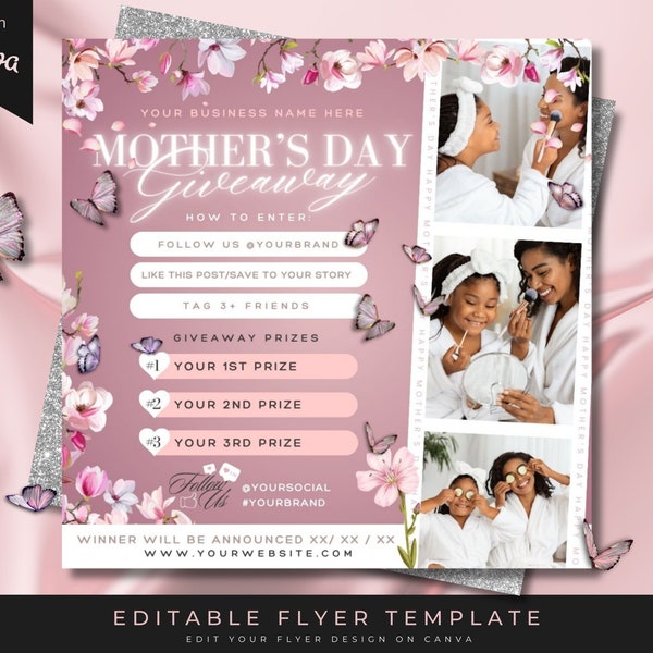 Mothers Day Giveaway Flyer, DIY May Flyer, Giveaway Flyer, Holiday Flyer, May Giveaway Flyer, DIY Flyer Design Template, Social Media Flyer