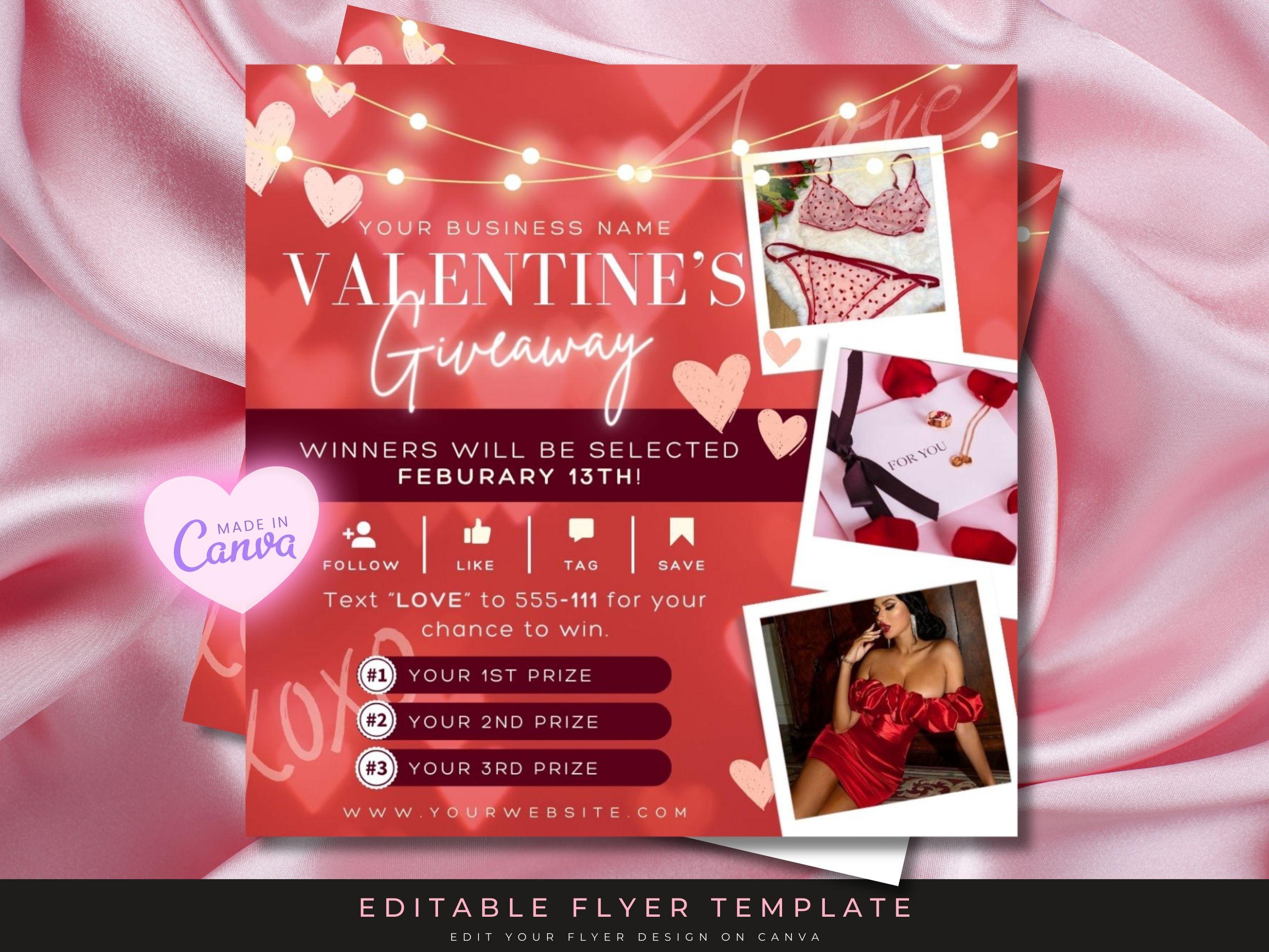 Valinetines Raffle Poster Valentines Day Giveaway Flyer, Raffle Flyer, February Giveaway, Holiday ...