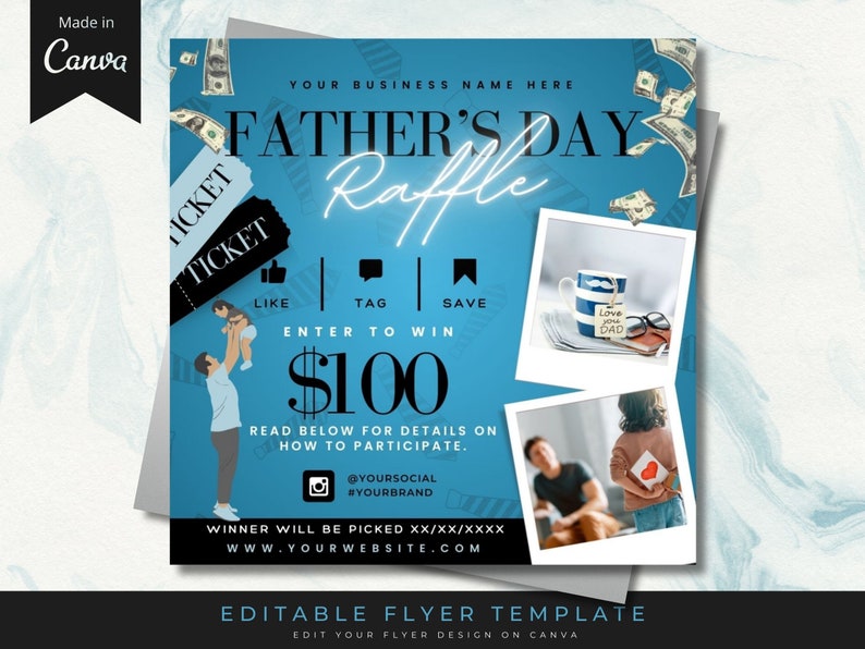 June Raffle Themes Fathers Day Raffle Flyer, DIY June Flyer, Giveaway Flyer, Holiday Flyer ...
