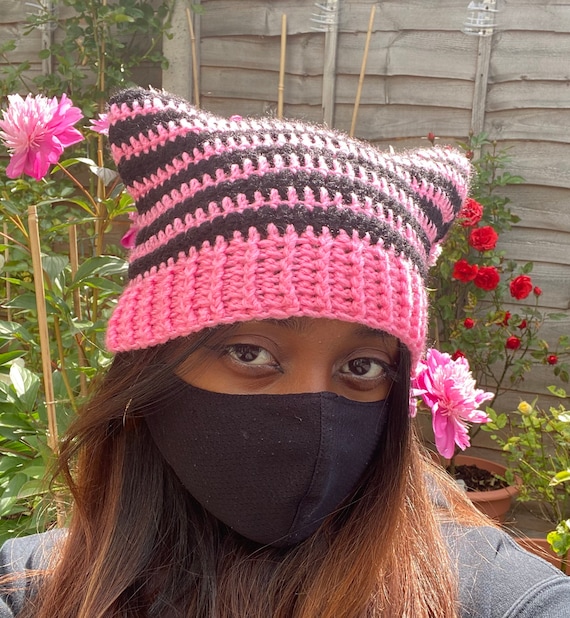 Crochet Cat Hat Crochet Beanie Y2k - Etsy