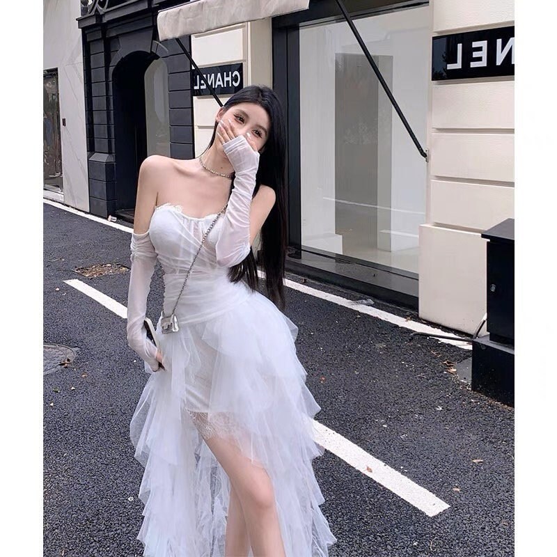 white flowy dress wedding