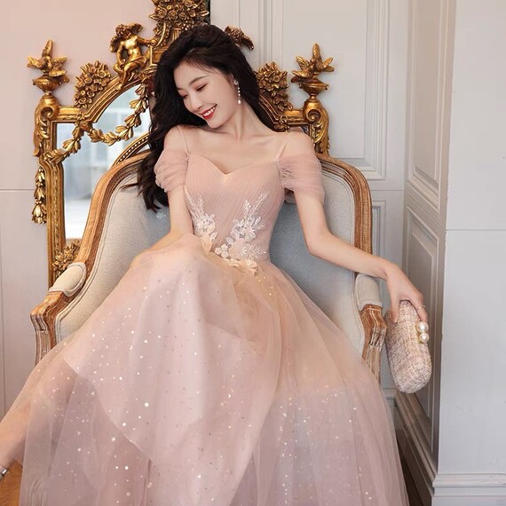 Princess Prom Dress Pink Color Dress 