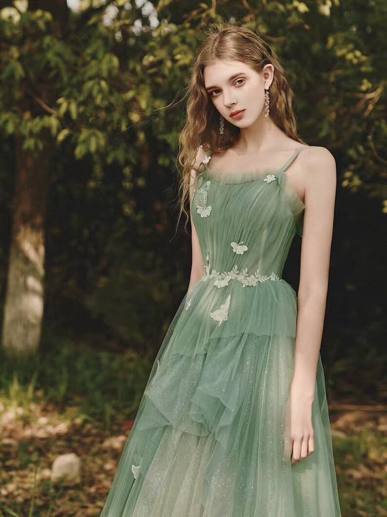 Green Forest Fairy Prom Dress Green Color Bridesmaid Dress Etsy