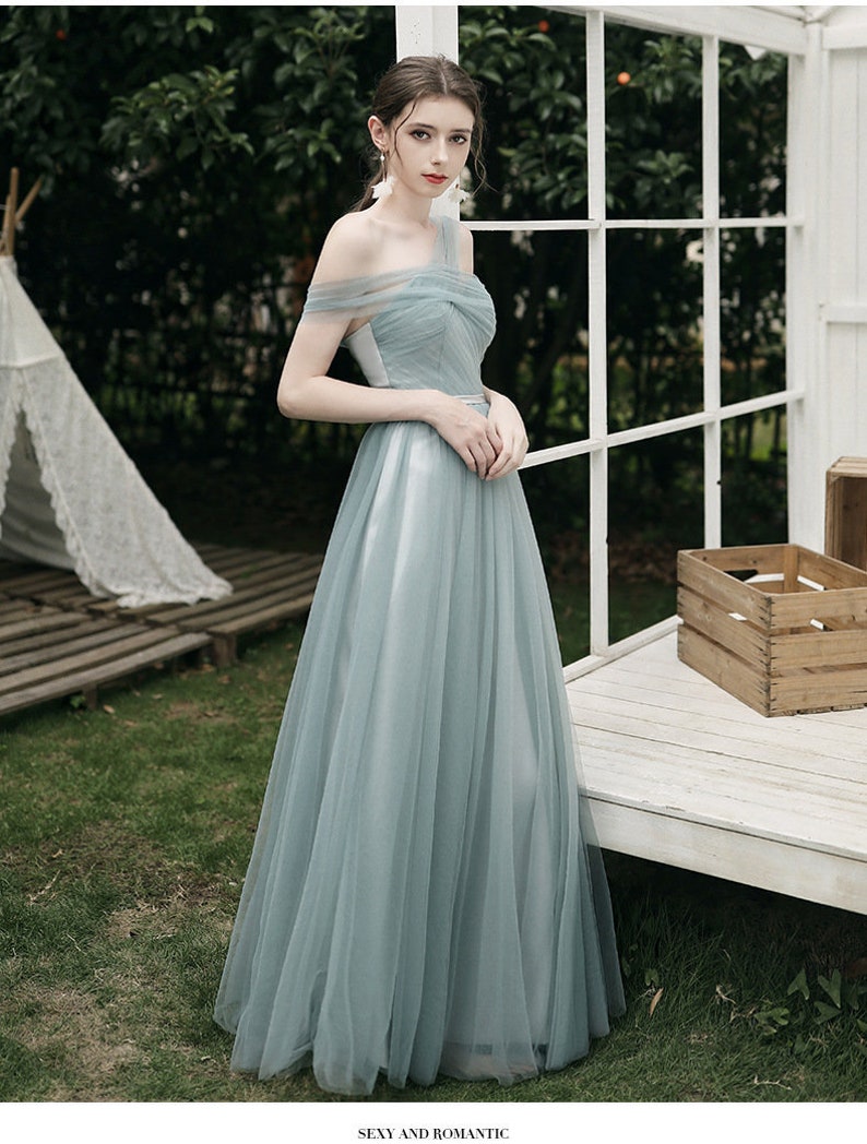 Fairy Sage Green A Line Long Prom Dresses Strapless Tulle - Etsy