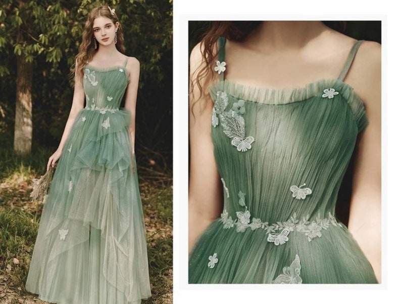 Green Forest Fairy Prom Dress Green Color Bridesmaid Dress Etsy