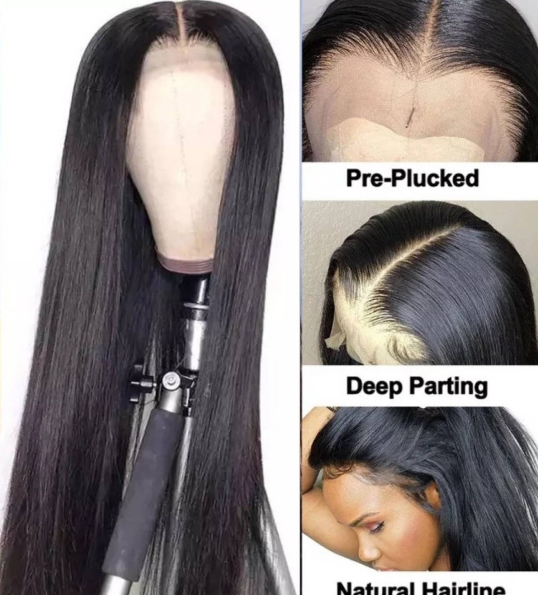 100% Human Hair Silky Straight Lace Front Wigs Pre Plucked Etsy 日本