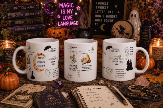 Witchy Mug – Practical Magic Inspired Coffee Mug – Spooky Season Mug – Cute Witch Gift – Autumn Aesthetic Cup