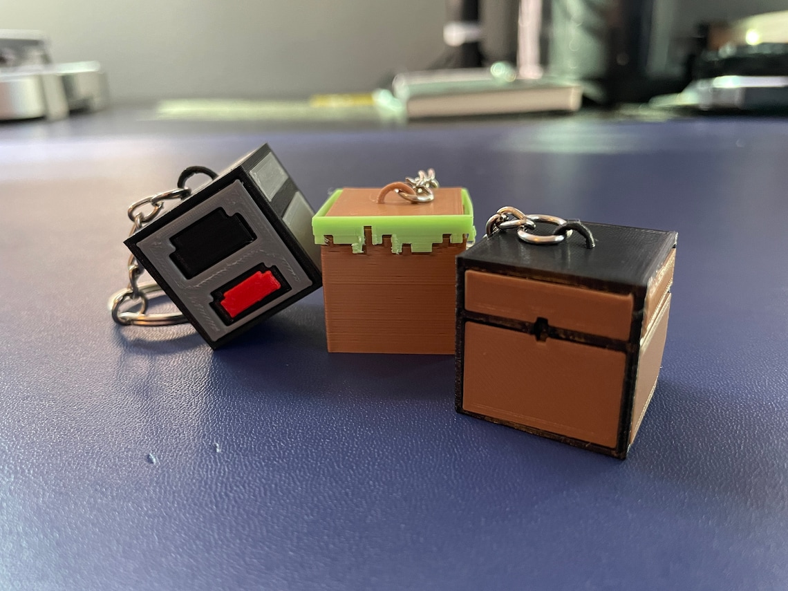 Minecraft Inspired Miniature Keychains 3D Printed Minecraft Etsy