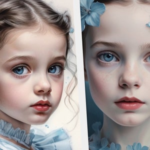 Mezza pagina Tag Blu Tenerezza Belle ragazze 48 file stampabili Carta per album Scarica uso commerciale completo