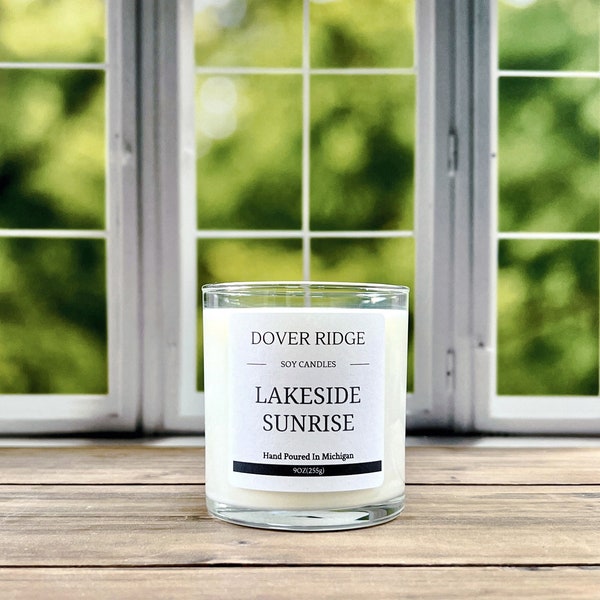 Organic Soy Wax Candle | Lakeside Sunrise | Orange & Vanilla Pineapple | Hand Poured Glass Jar Candle | 9oz