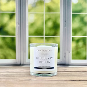 Organic Soy Wax Candle | Blueberry Muffin | Blueberries & Oatmeal | Hand Poured Glass Jar Candle | 9oz