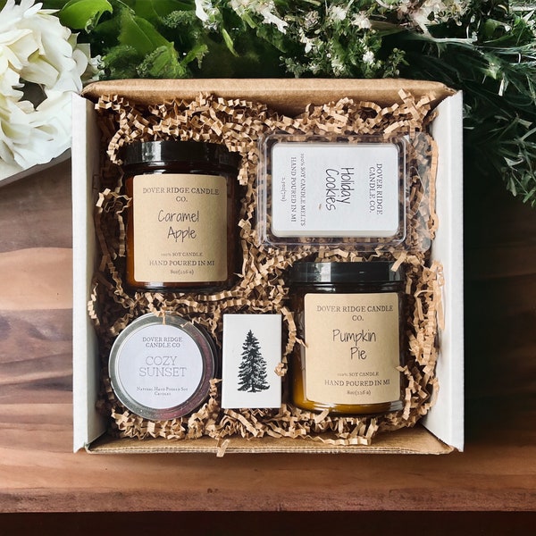 Candle Gift Box | 100% Organic Soy Candles | Christmas Candle Gift Set | Housewarming Candle Gift Box | Gift Wrapping Optional