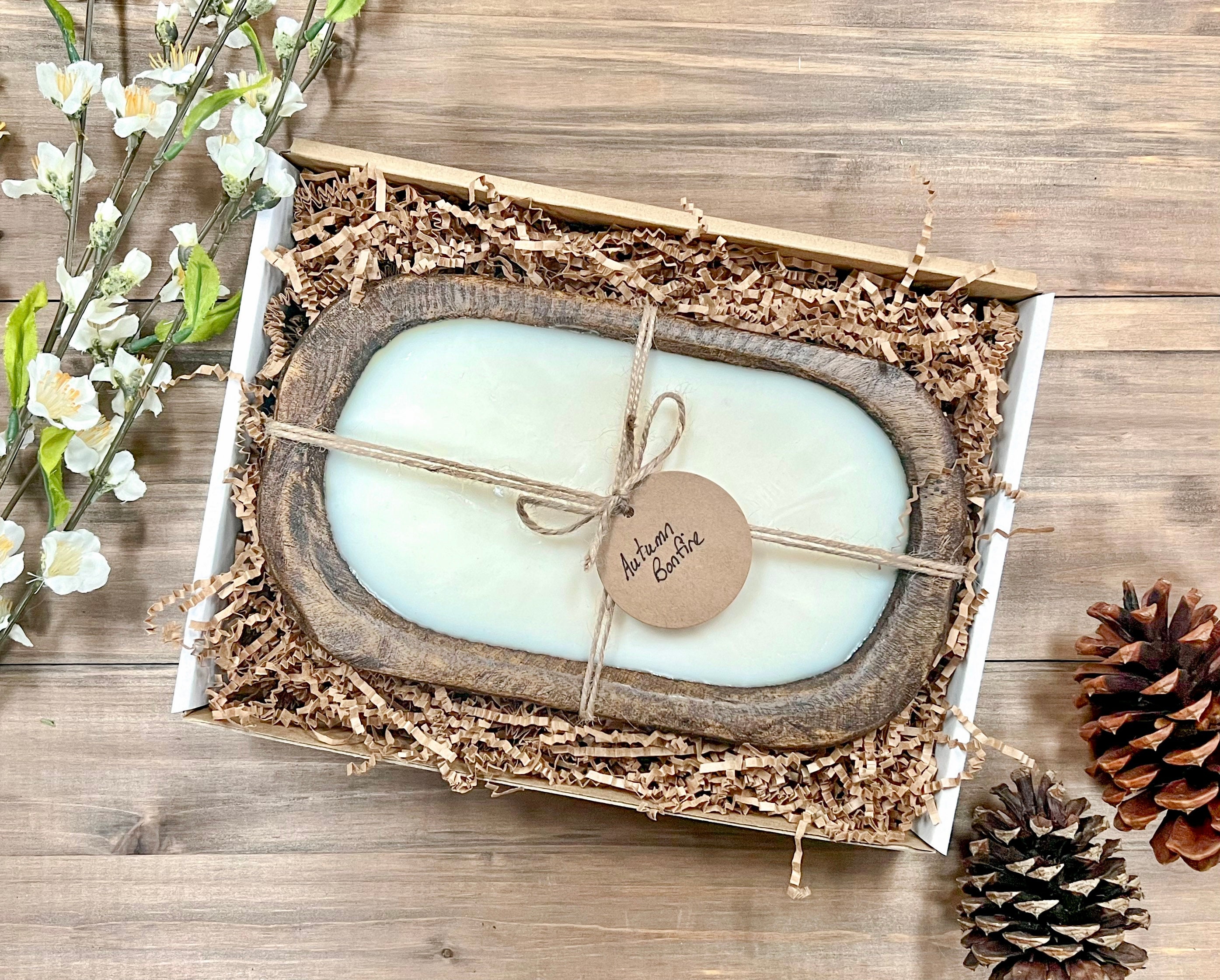 10x14 inches Wooden Dough Bowl Boat Waxed Candle