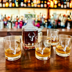 Decanter Gift Set | Set of 4 Glasses + Decanter | Christmas Decanter Set | Whiskey Gift Set | Bourbon Gift Set