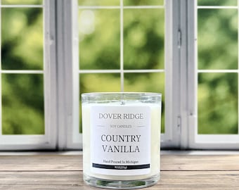 Organic Soy Wax Candle: Country Vanilla, Hand Poured 9oz