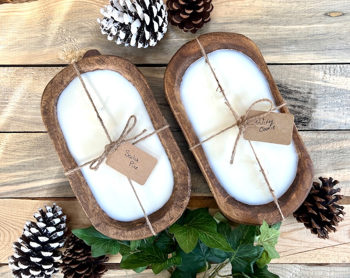 Set of Candle Dough Bowls Set of Scented Dough Bowls Real Wood Bowls