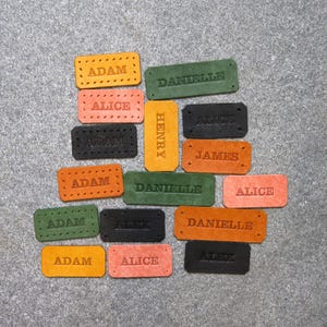 Personalised Leather Patch | Custom Leather Patch | Leather Name Tag | Veg Tan Leather