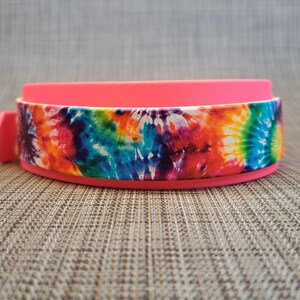 13.5&quot; - 17.5&quot; Pink Tie Dye Biothane Collar