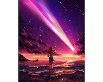 Starfire Teen Titans, verticale kunstposter, zonsondergangprint, mat muurdecor, decoratie tienerkamer, cadeau voor DC Comics-fan