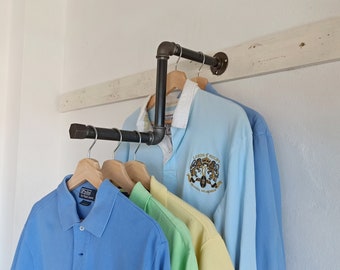 Industrial pipe clothing rack, clothes rack, urban industrial coat rack, metal wall hanging plumbing pipes