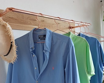 Copper wardrobe closet, copper clothing rack, industrial pipe wardrobe, copper clothing rack, Kupfer Kleiderständer