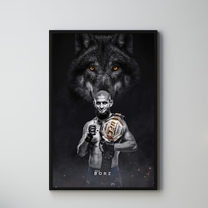 Khamzat Chimaev, Borz, Poster, UFC Poster, Poster Ideas, Fighter Poster, Wall Decor, ufc 319, mma artwork, middleweight champion MMA Present