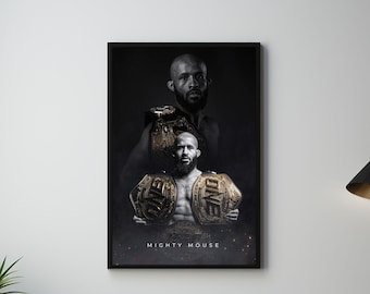 Demetrious Johnson Poster, Mighty Mouse, MMA artwork, American fighter,  UFC Fighter Wall Print, Workout motivation, flyweight champion