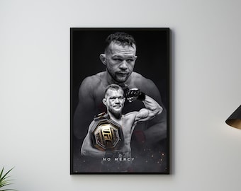 Petr Yan Poster, No Mercy, artwork, MMA fighter,  UFC Fighter Wall Print, Workout motivation, bantamweight champion, home gym decor, Sports