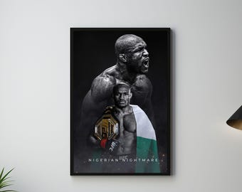 Kamaru Usman Poster, Nigerian Nightmare, MMA fighter artwork,  UFC Fighter Wall Print, welterweight champion, home gym decor, Sports Poster