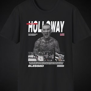 Camiseta de Max Holloway Blessed Vintage Bootleg MMA Diseño Gráfico Tee Camiseta de luchador vintage UFC Bootleg Tee Cinturón BMF Campeón de peso pluma
