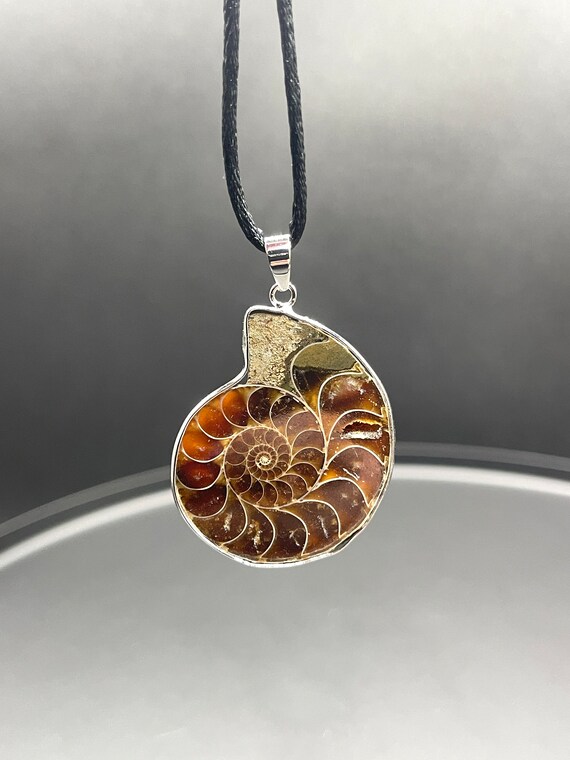 Iridescent Ammonite Pendant | Fossil Shell | Moroc