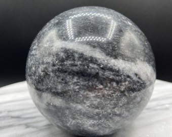 XL Self Standing Black And White Marble Sphere - India - American Seller - Fast Shipping