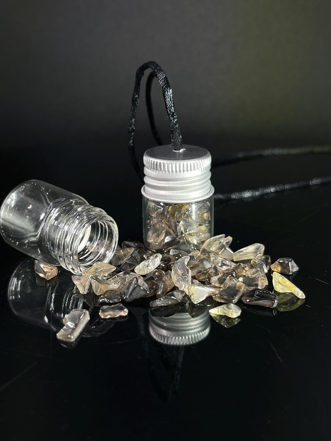Random Tumble Jar Small Glass Jar of Smoky Quartz Tumble Stones | Home & Auto Decor ...