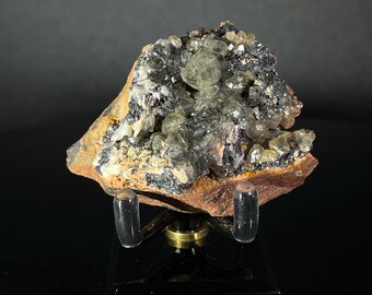 Cerussit Auf Baryt & Galenit | Mibladen, Haute Moulouya Basin, Midelt, Marokko | UV-reaktiv | Amerikanischer Verkäufer | Schneller Versand