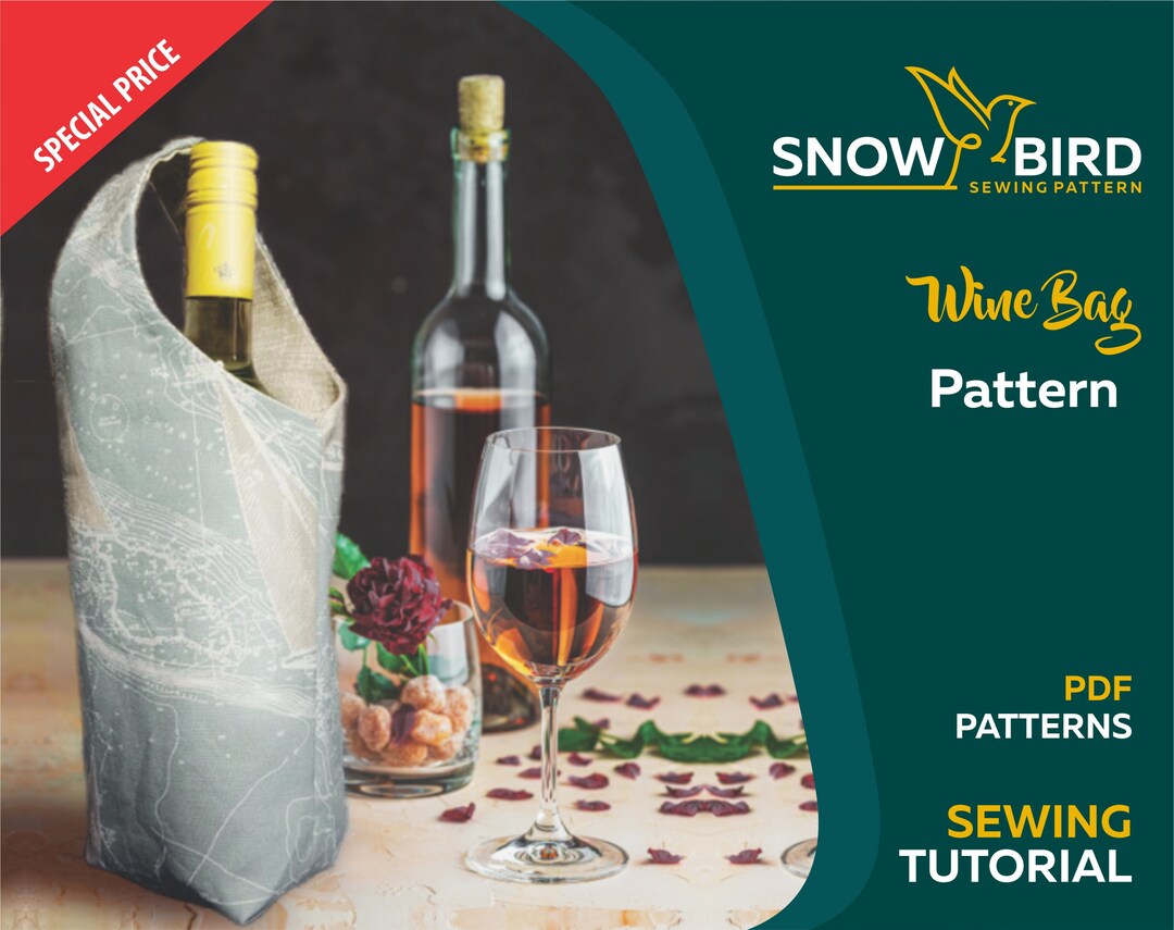 Wine Tote Bag Sewing PDF Patterns / Simple Easy Wine Bag Sewing PDF ...