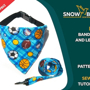 Pet bandana and leash sewing PDF Patterns /Dog Bandana and Leash Sewing PDF Pattern /Sewing Digital PDF Sewing/ Dog Leash Pdf sewing Pattern image 1