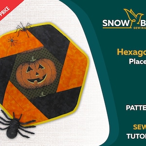 Hexagonal Holiday Placemat PDF Sewing Pattern / Placemat PDF Sewing Pattern / Hexie Heart Placemat PDF Sewing Pattern